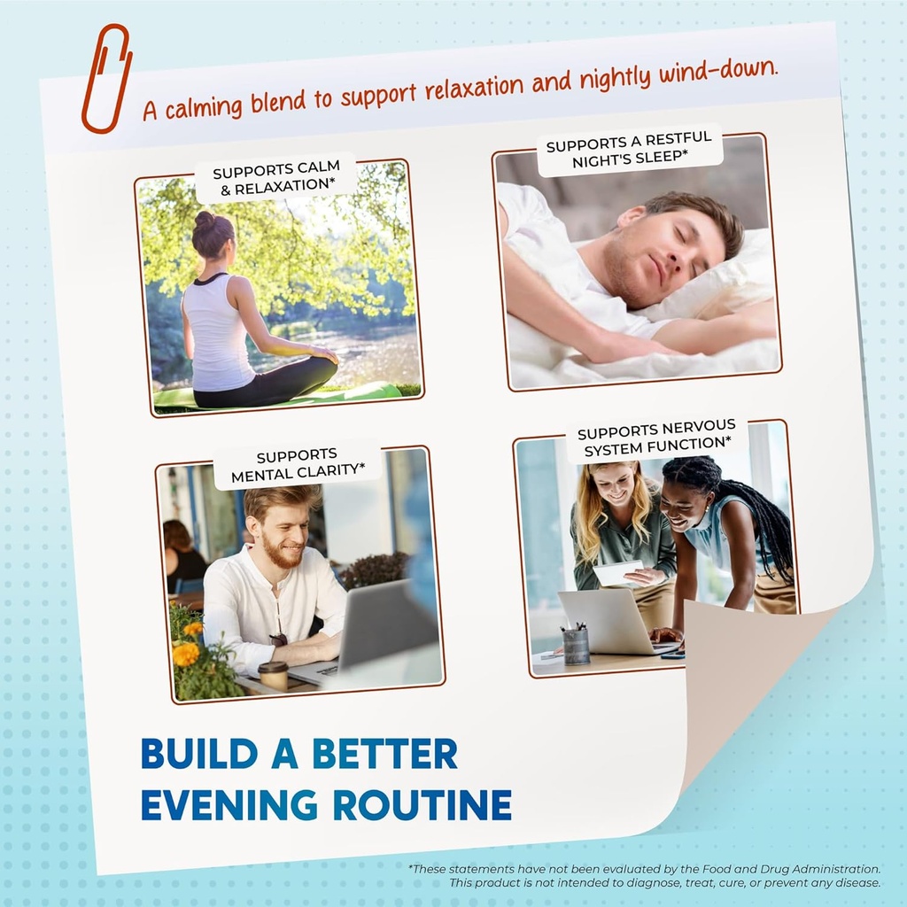 GABA, 5-HTP L-Tryptophan Ashwagandha Chamomile L-Theanine Magnesium - Made in USA 4