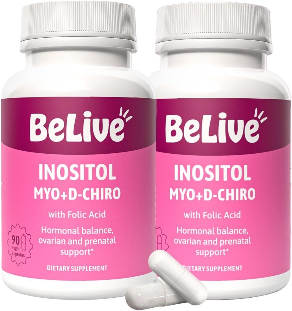 BeLive Myo-Inositol & D-Chiro Inositol Supplement – 2 Pack – 90 Capsules Each – 40:1 Ratio with Folic Acid for Women 2