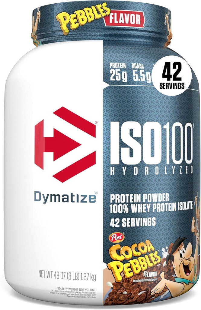 Dymatize x Cocoa Pebbles ISO100 Whey Protein Powder Isolate, 25g of Protein, 5.5g BCAAs, 120 Cal., Gluten Free, 1g Fat, 1g Sugar, 2g Carb (42 Servings) 2