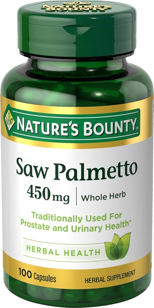 Nature's Bounty Saw Palmetto, Herbal Health Supplement, Prostate and Urinary Health, 450 mg, 100 Capsules 2