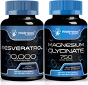 WELLNESS LABSRX Resveratrol Capsules 10000 - Magnesium Glycinate Capsules 2