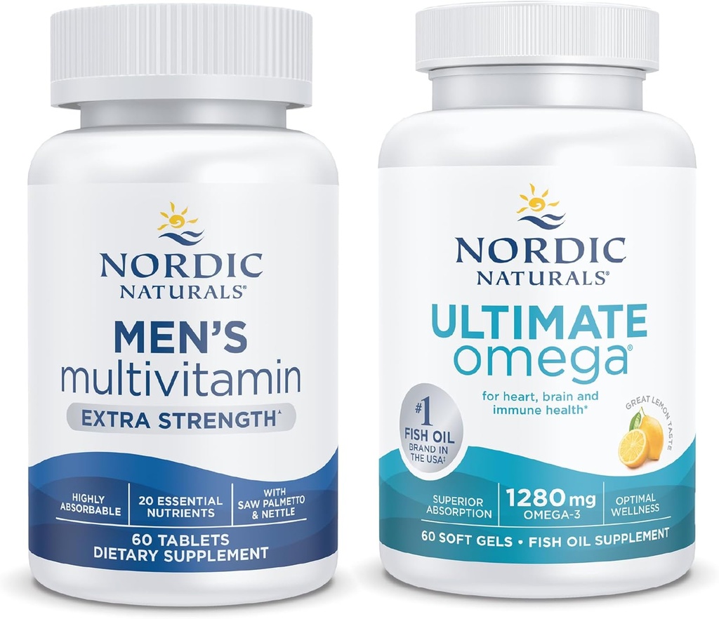 Nordic Naturals Starter Pack - Men's Multivitamin Extra Strength, Ultimate Omega 2