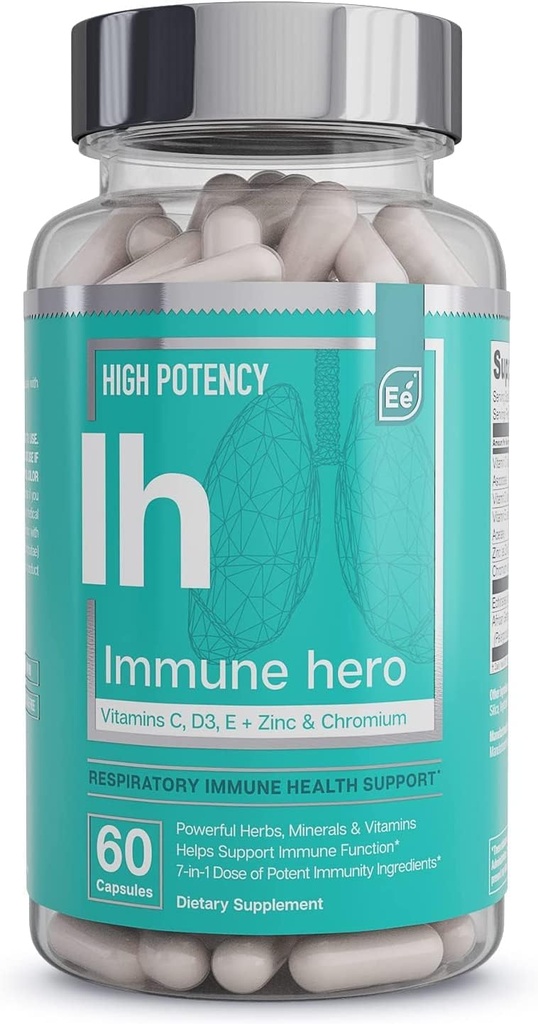 Essential Elements Immune Support Supplement - with Vitamin C, Zinc, L-Cysteine, Chromium and More | Multi-System Immunity Booster | Immune Hero 60 Veggie Capsules 2