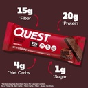 Quest Nutrition Chocolate Brownie Protein Bar, 20g Protein, 1g Sugar, 4g Net Carb, Gluten Free, Gluten Free, 12 Count 4