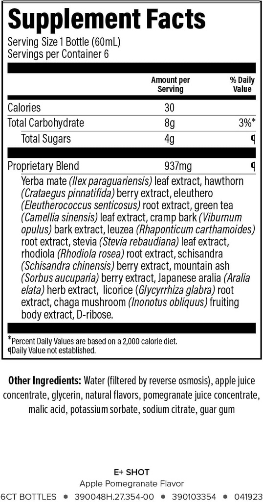 Isagenix E+ - Liquid Energy Shot with Plant-Based Caffeine & Adaptogenic Botanical Blend - Support Endurance with Flavored Energy Shot - Apple Pomegranate - 2 Oz Bottles (6 Pack) 3