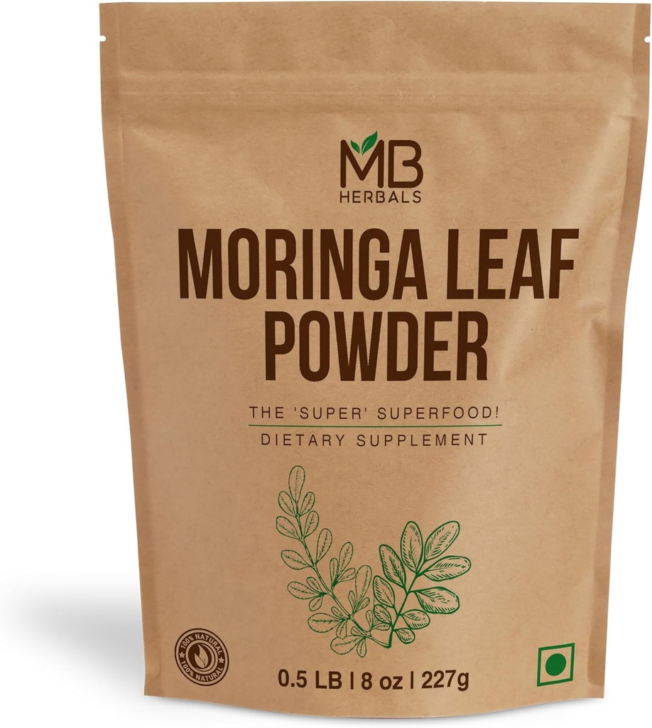 MB Herbals Moringa Leaf Powder 8 oz (227g / 0.5 LB) | 100% Pure Moringa Powder | Easily Mixes in Drinks & Smoothies | No Preservatives 2