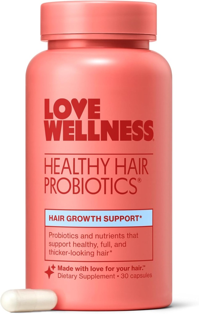 Love Wellness Healthy Hair Probiotics | Support Hair Growth with Biotin and Vitamin B12 & B6 | Supplement for Healthy Scalp & Thicker, Fuller Looking Hair | Safe & Effective | 30 Capsules 2