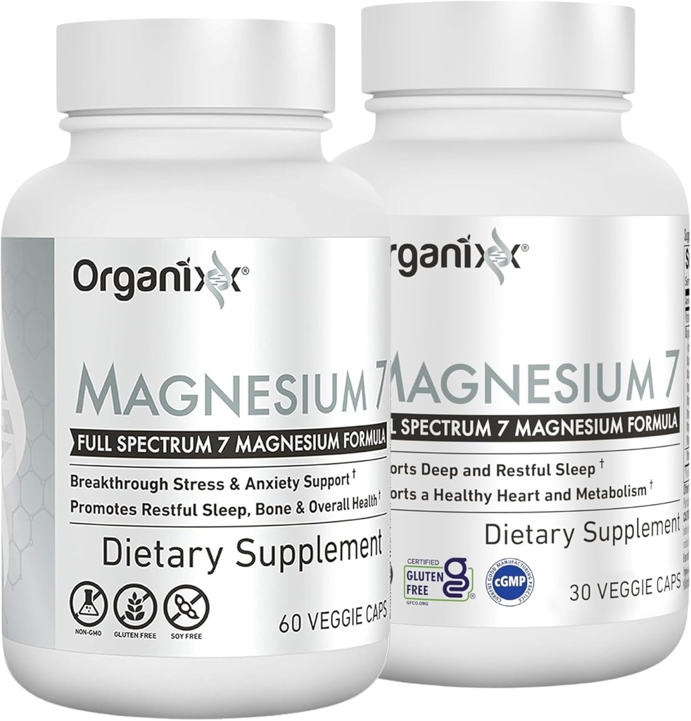 Organixx Magnesium Glycinate Supplement for Support Sleep, Muscle & Heart Health, 7 Type Magnesium Complex with Vitamin B6, Manganese Citrate, Gluten Free, Vegan, Non GMO, High Absorption, 90 Capsules 2