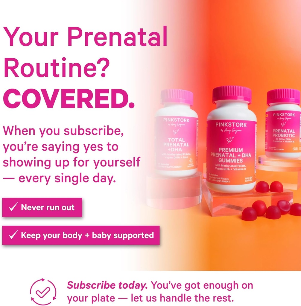 Pink Stork Premium Prenatal Gummy Vitamins with DHA, Folate, and Vitamin D - Multivitamin and Nutrient Blend for Neural Tube and Fetal Brain Development - Pregnancy Must Haves - 60 Vegan Gummies 5