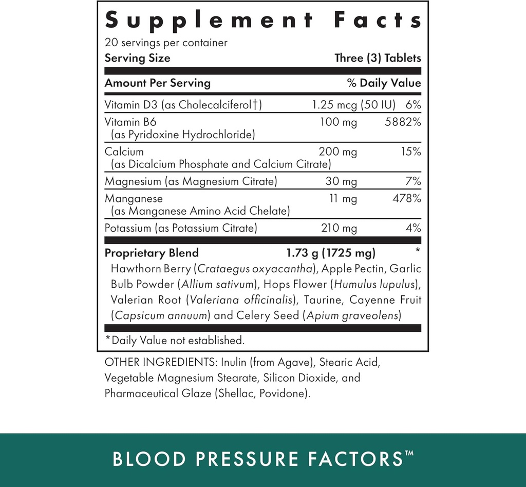 MICHAEL'S Health Naturopathic Programs Blood Pressure Factors - 60 Vegetarian Tablets - Provides Fluid Balance Support - Kosher - 20 Servings 3