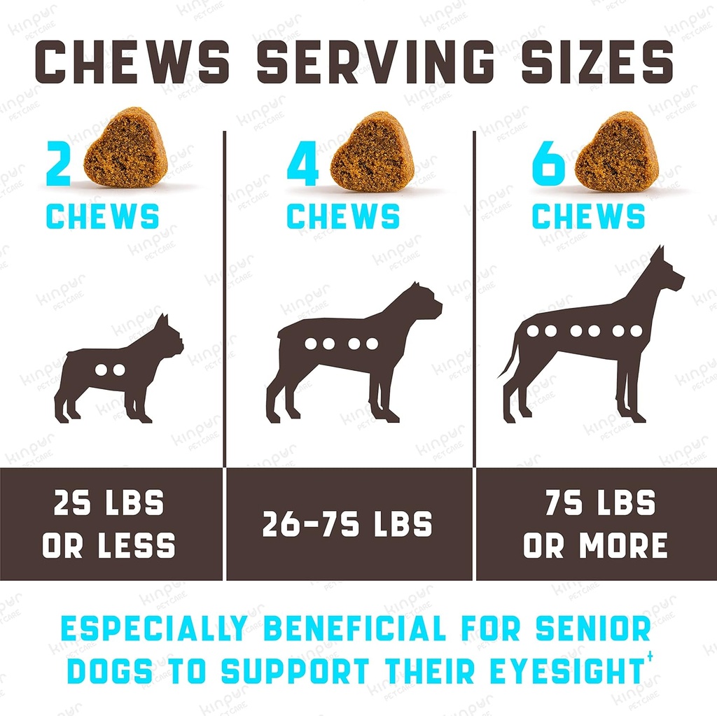 Eye Vitamins for Dogs - Dog Vision Supplement for Tear Stains, Dog Eye Care, Immune Support - Vitamin С, Carrot, Fish Oil, Lutein - 180 Soft Chews with Duck Flavor - for All Breeds and Ages 5