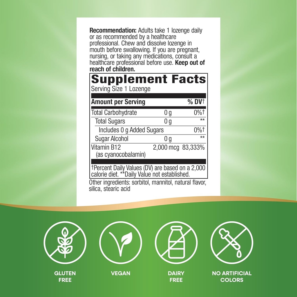 Nature's Way Vitamin B12 Lozenge, 100 Count (2 Pack) 3