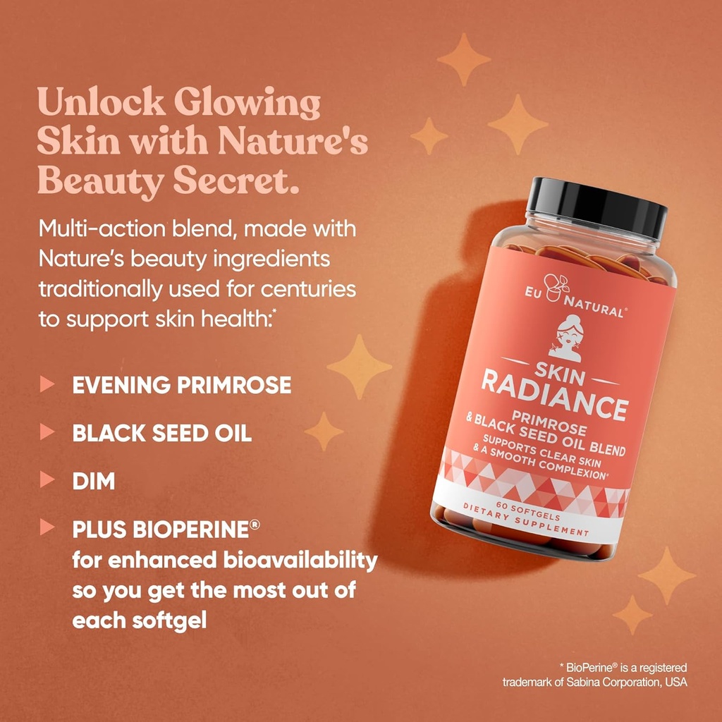 Radiance Flawless Skin & Complexion – Hormonal Acne, Skin Care – Support Your Natural Beauty Building Blocks – Cold Pressed Acne Pills, Evening Primrose Oil, Black Seed Oil, & DIM – 60 Liquid Softgels 3