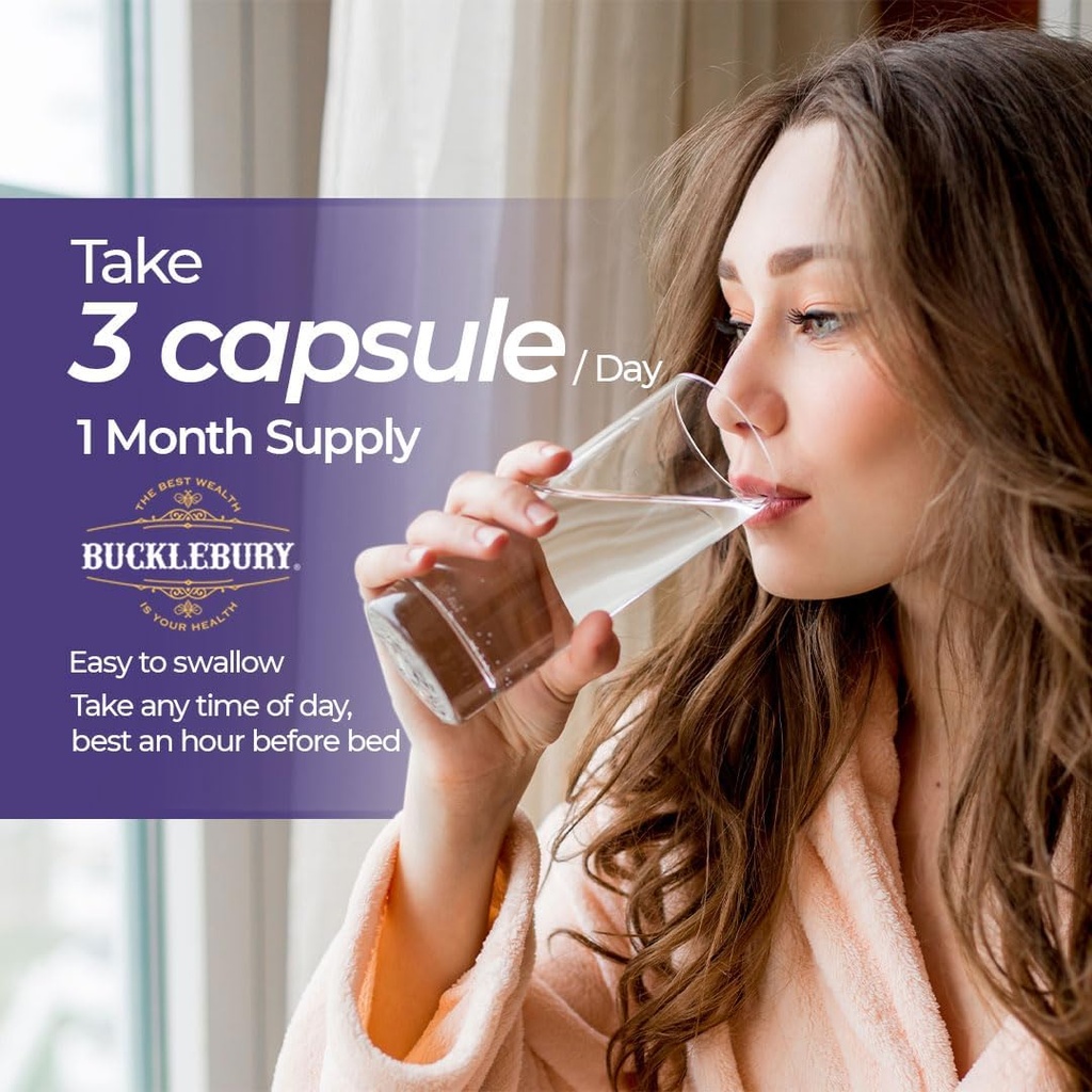 Bucklebury Magnesium Glycinate Capsules with L-Theanine 350mg - Advanced Formula for Stress Relief, Muscle & Bone Health Support - Magnesium Glycinate Supplements for Women & Men - Vegan 90 Count 6