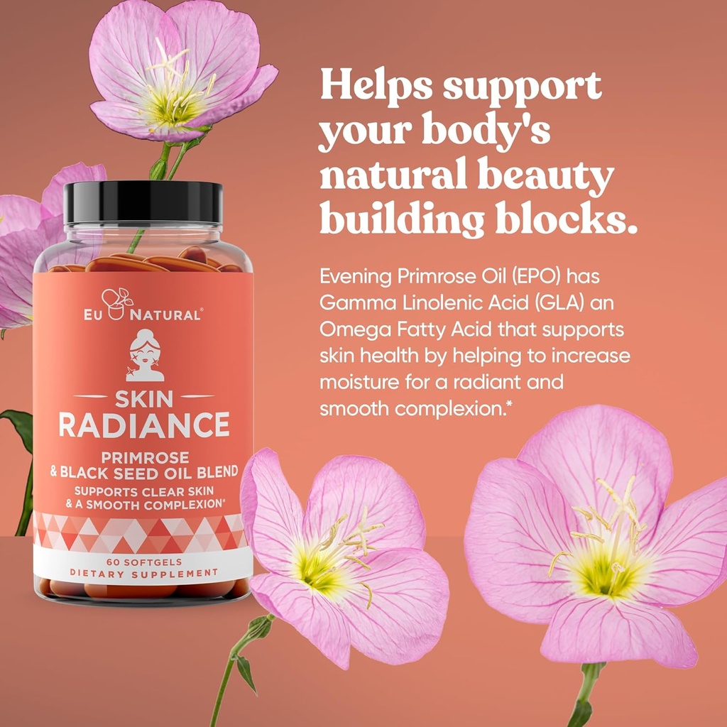 Radiance Flawless Skin & Complexion – Hormonal Acne, Skin Care – Support Your Natural Beauty Building Blocks – Cold Pressed Acne Pills, Evening Primrose Oil, Black Seed Oil, & DIM – 60 Liquid Softgels 4