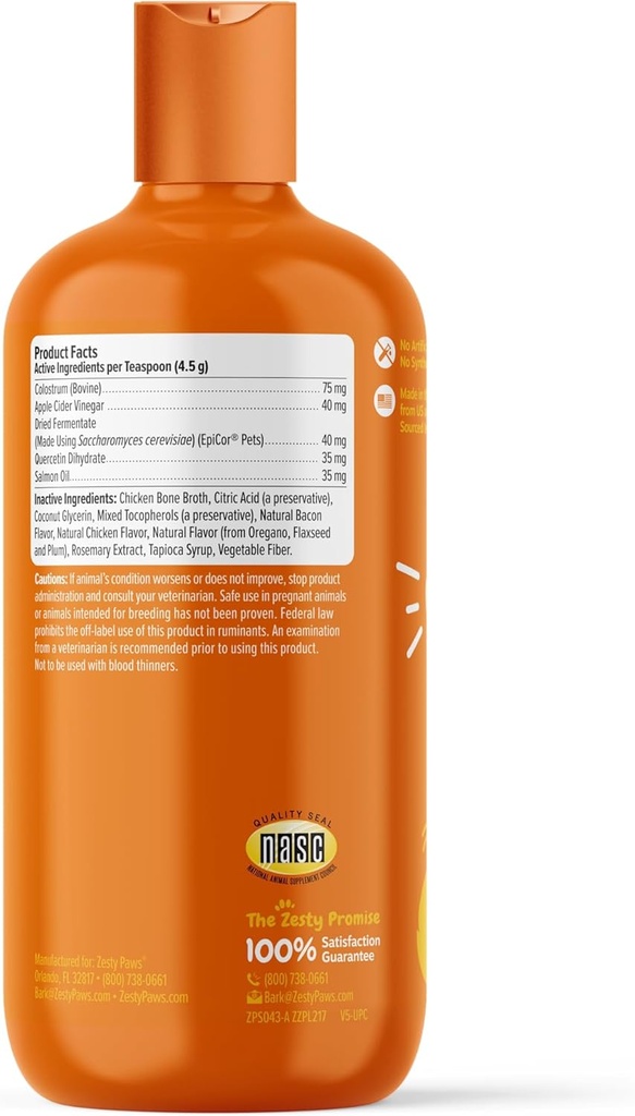 Zesty Paws Allergy & Immune Flavor Infusions for Dogs - with Omega 3 Salmon Oil for Sensitive Skin, EpiCor Pets, Colostrum & Quercetin - Supports Seasonal Allergies - Chicken Flavor - 16 fl oz 6