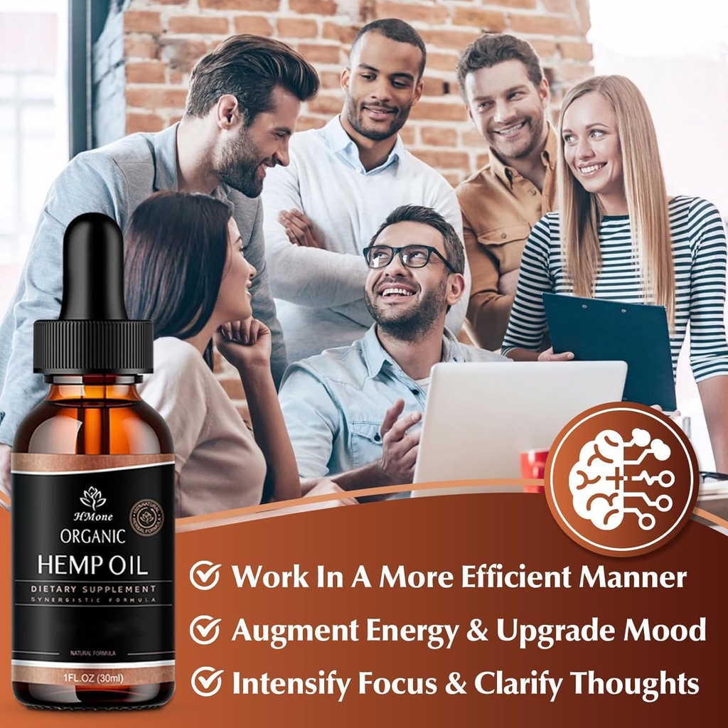Hemp Oil -4 Packs Maximum Strength - Pure & CO2 Extract Drops - 100% Natural Organic, Vegan, Non-GMO Free 5
