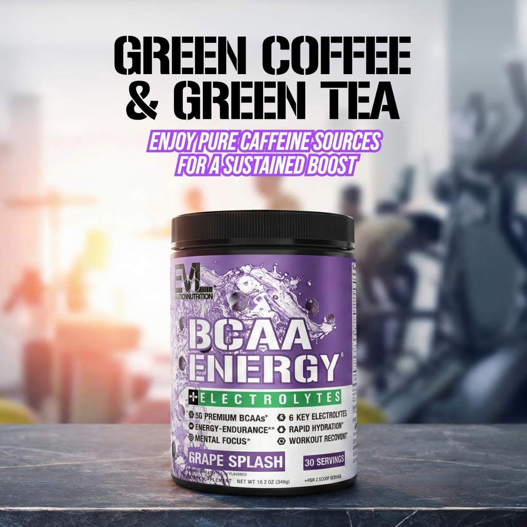 EVL BCAAs Amino Acids Powder - BCAA Energy Pre Workout Powder for Muscle Recovery Lean Growth and Endurance - Rehydrating Post Workout Recovery Drink with 6 Key Electrolytes - Grape Splash 3