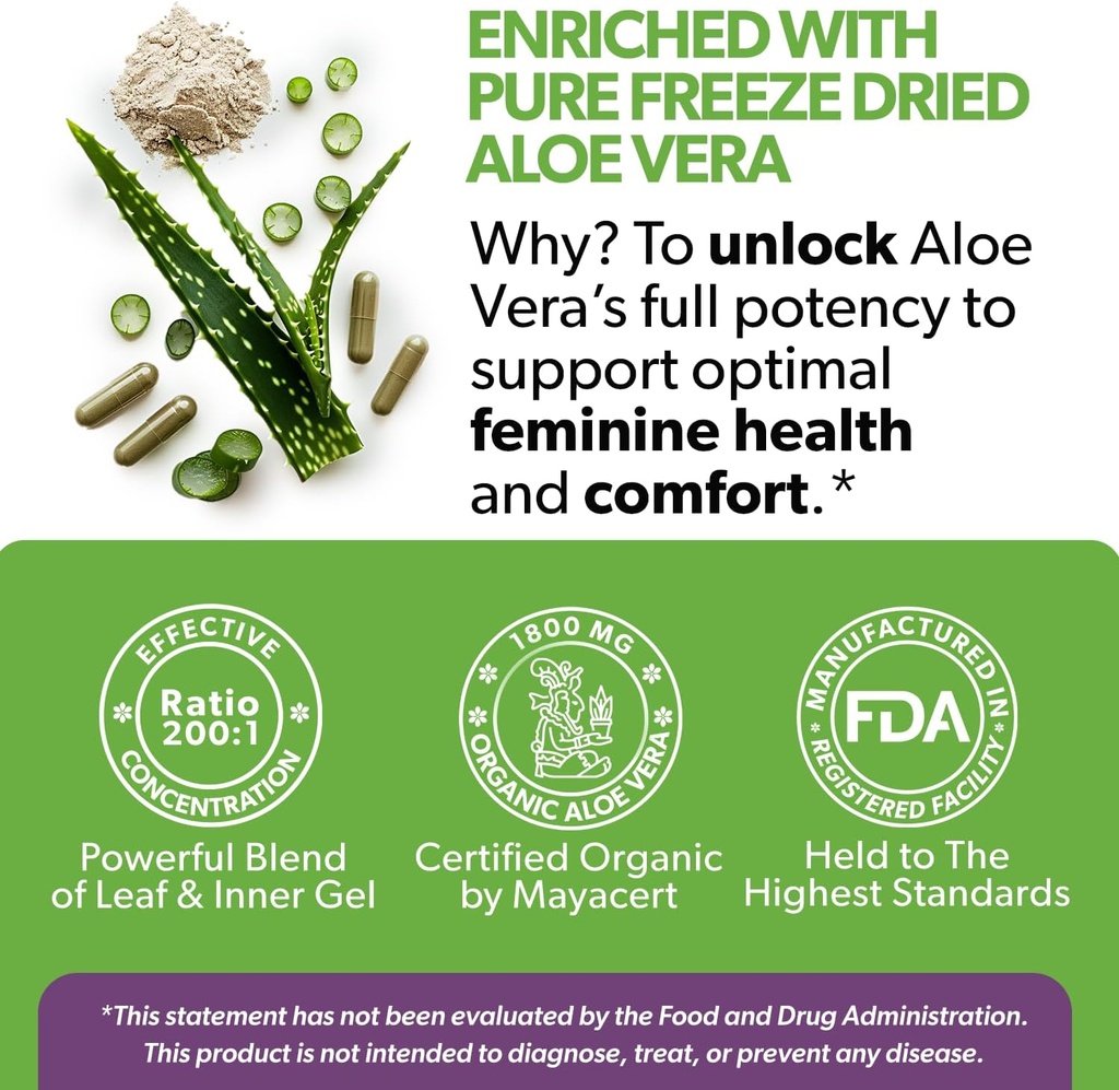 Intimate Rose Aloe Vera Capsules - IC Supplements - 200x Concentrate Pure Aloe Vera + D-Mannose + Calcium - Easy to Swallow Aloe Pills 4