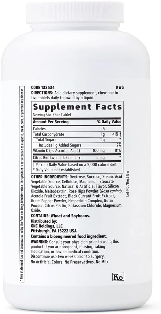 GNC Vitamin C 100mg, Provides Immune Support, Mixed Fruit, 360 Servings 3