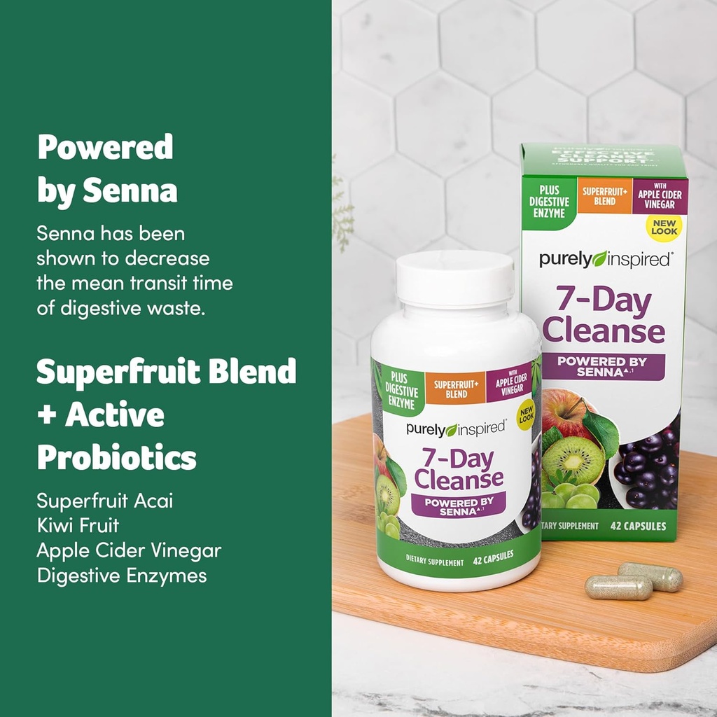 Purely Inspired 7-Day Detox Cleanse - Whole Body Cleanse & Detox Pills for Women & Men, Powered with Senna Leaf, Vitamin C, Apple Cider Vinegar, Digestive Enzymes & Probiotics - 42 Acai Berry Capsules 4