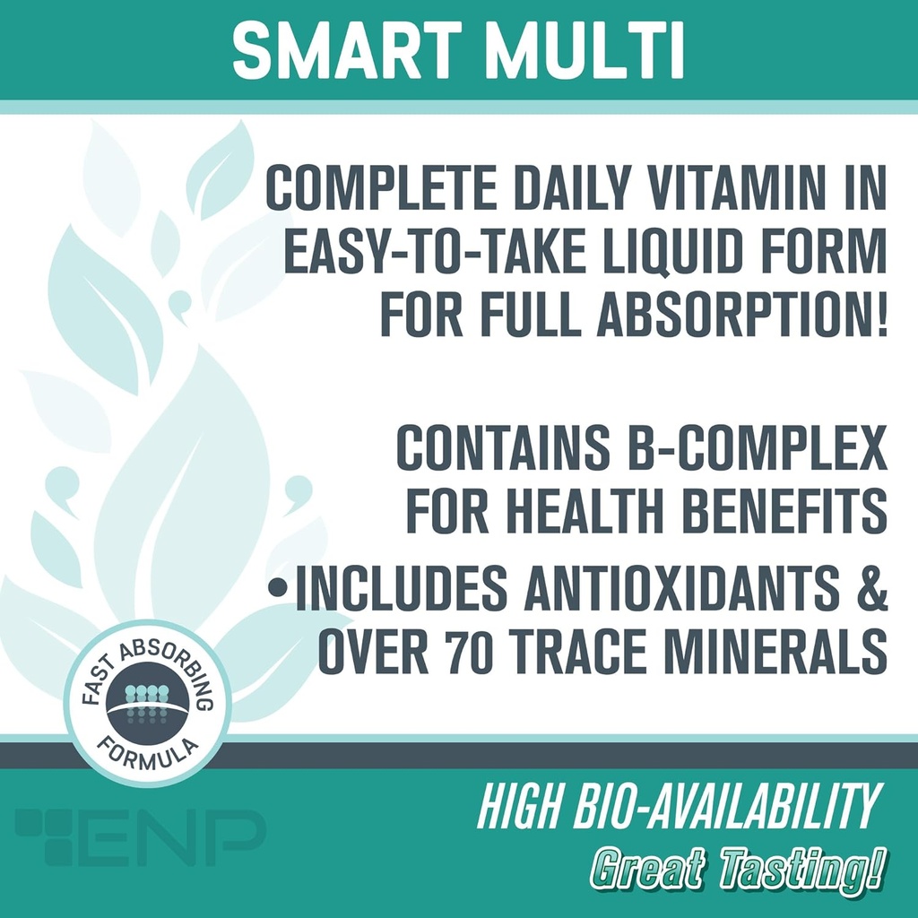 ENP Smart Multi | Liquid Multivitamin for Adults | Multivitamin for Women & Men | Contains Vitamin E, Vitamin A, Vitamin D2, Vitamin C and Zinc | Vegan Friendly 3