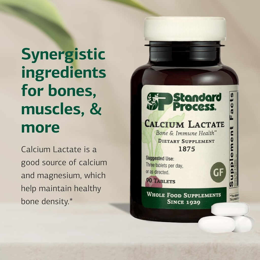 Standard Process Calcium Lactate - Bone Density & Immune Health Support - Aids Blood Clotting & Normal Cell Function - Vegan, Gluten-Free, Non-Dairy, Non-Soy & Non-Grain - 90 Tablets (30 Servings) 4