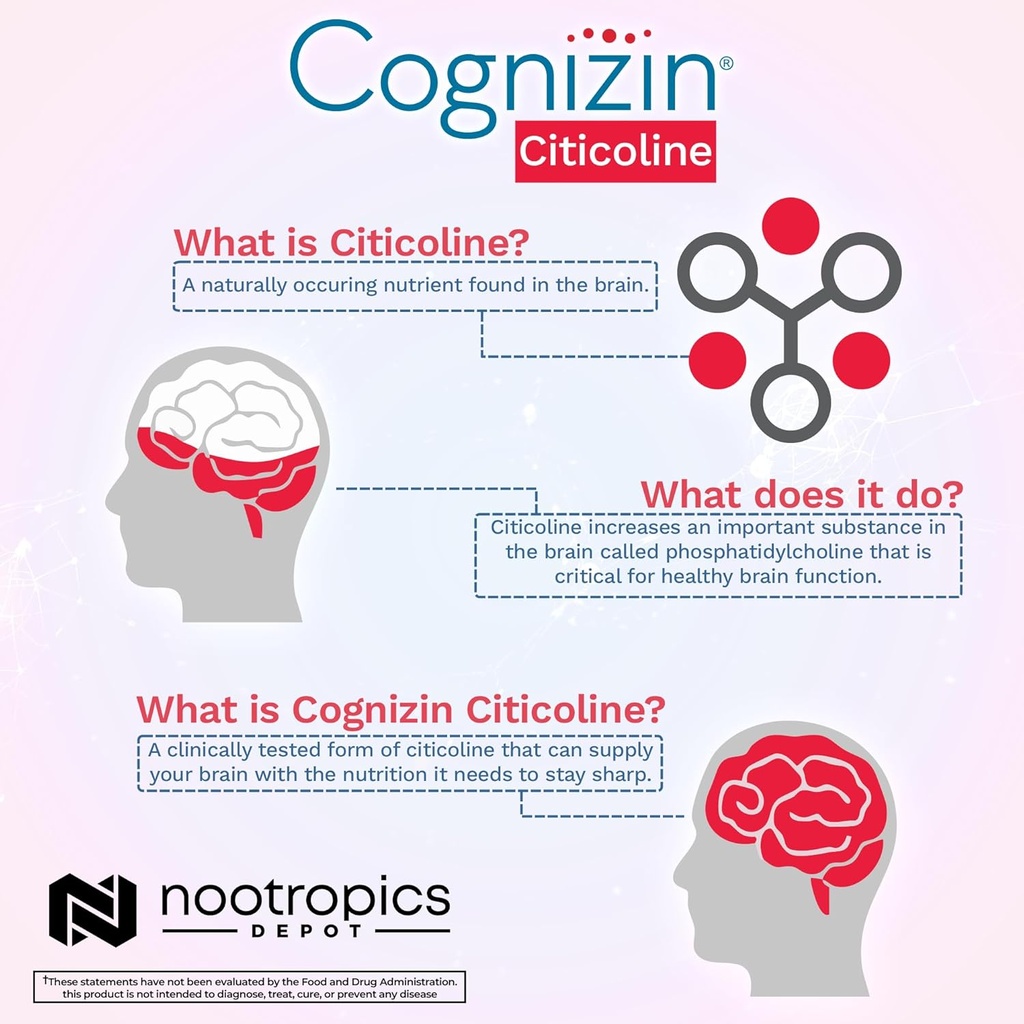 Nootropics Depot Cognizin Citicoline Capsules | 60 Count | Choline Supplement | Brain Health Supplement | Regulates Memory and Cognitive Function | Supports Attention, Focus and Recall 6