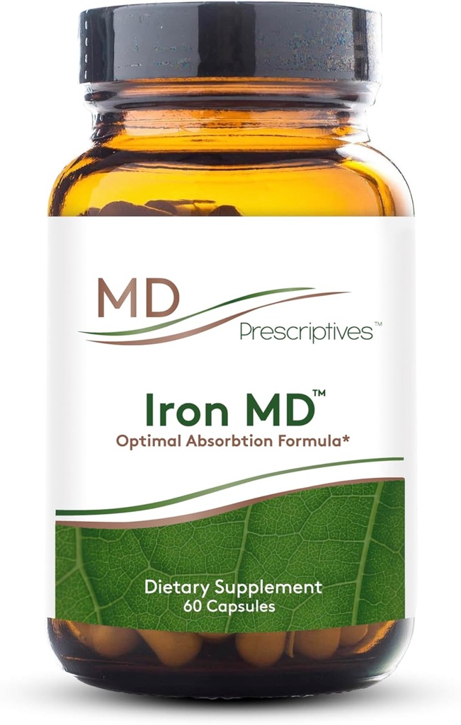 MD Prescriptives Iron MD Capsules - Daily Iron Supplement for Women & Men with Vitamin C, Vitamin B12 & Folic Acid - Optimal Absorption Formula - 60 Veg Capsules 2