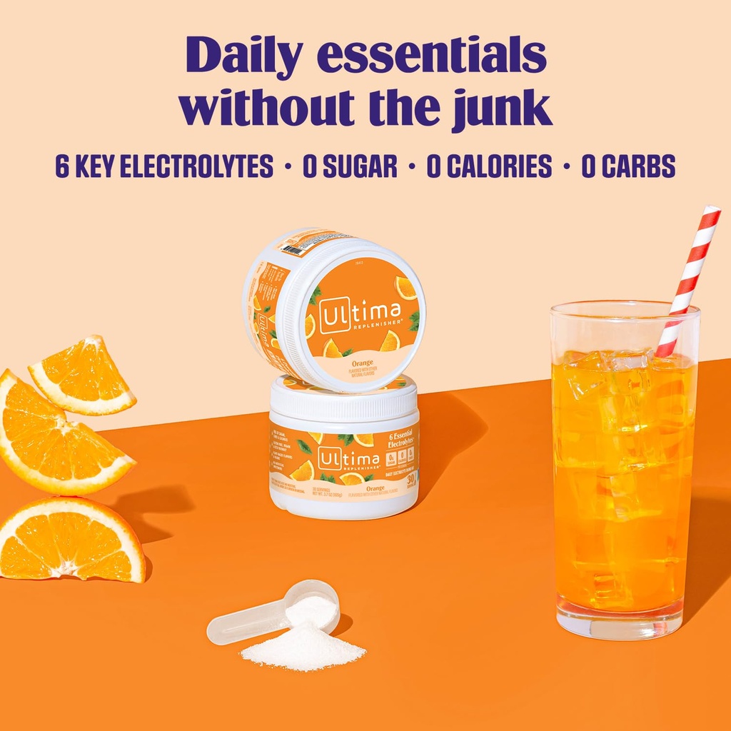 Ultima Replenisher Daily Electrolyte Powder Drink Mix – Sugar Free – Orange, 30 Servings – Hydration Powder with 6 Key Electrolytes and Trace Minerals – Keto Friendly, Vegan, Non-GMO 4