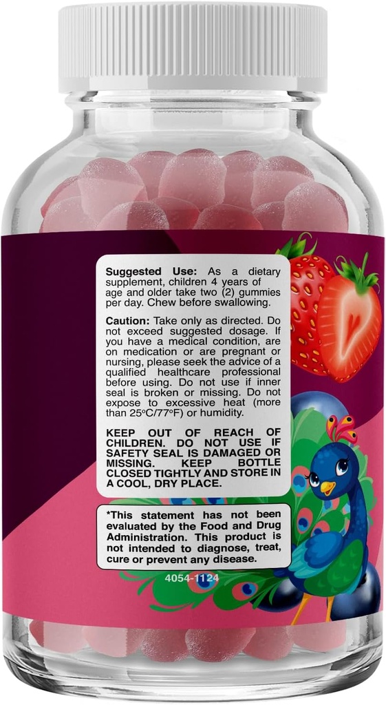 Vegan Kids Focus Gummies - Potent Chewable Brain Support for Children - Enhances Concentration & Memory - Calming Supplements & Focus Gummies for Kids - Non-GMO & Gluten-Free - 60 Count - 3 Pack 3