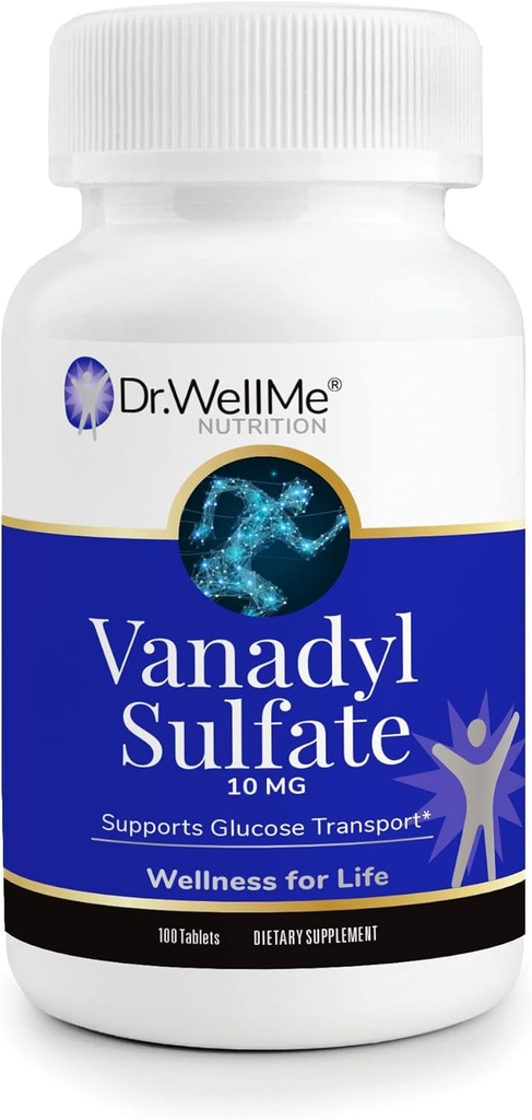 Dr. WellMe Vanadyl Sulfate 10mg – 100 Tablets Blood Sugar, Maintain Glucose & Metabolism – Non-GMO, Gluten-Free Supplement for Men & Women 2