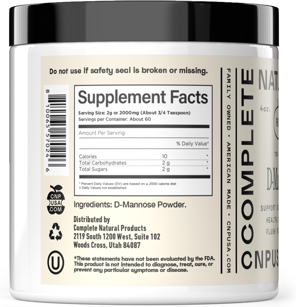Pure D-Mannose Powder Supplement - D-Mannose 4oz (113g) About 60 Servings for UTI, Natural Bladder, & Urinary Tract Health 4
