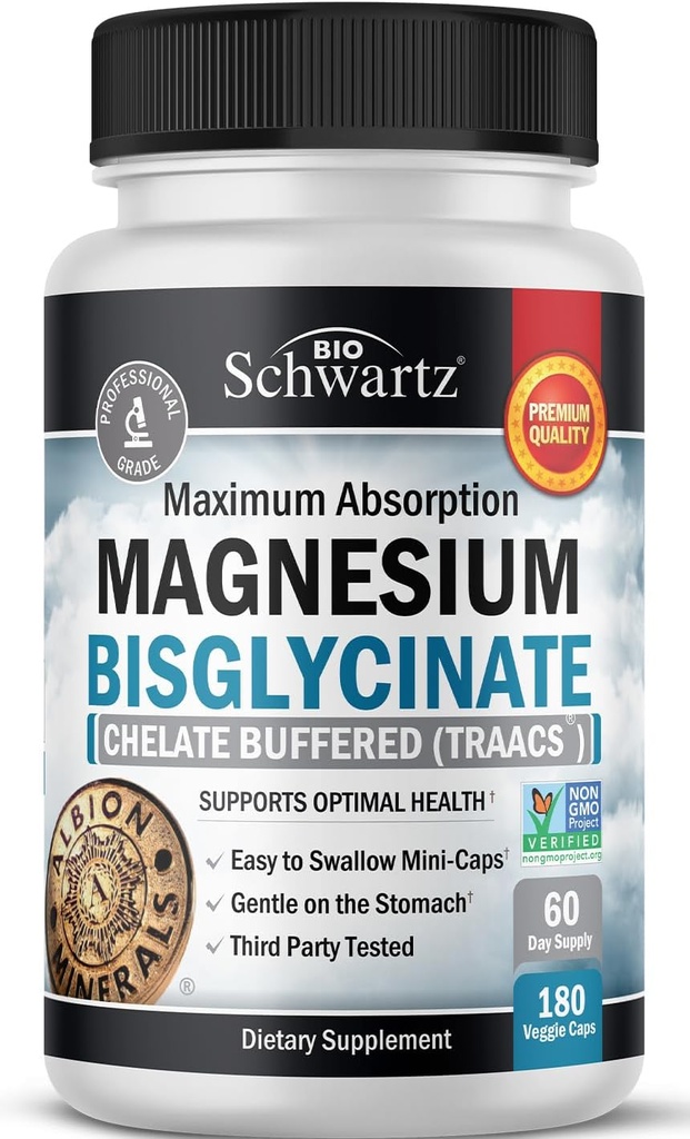Magnesium Bisglycinate 180 Count + Omega 3 Fish Oil 90 Count Bundle 3