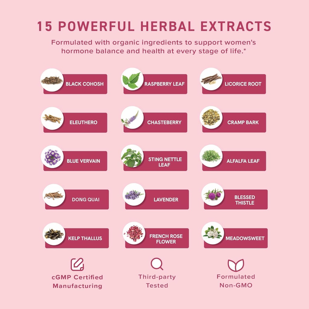 Herbal Hormone Balance Tincture & Extra Strength DIM Supplement | Hormone Balancing Bundle with 400mg DIM Capsules (90 Servings) and Liquid Cycle Support Supplement for Women (60 Servings) 6