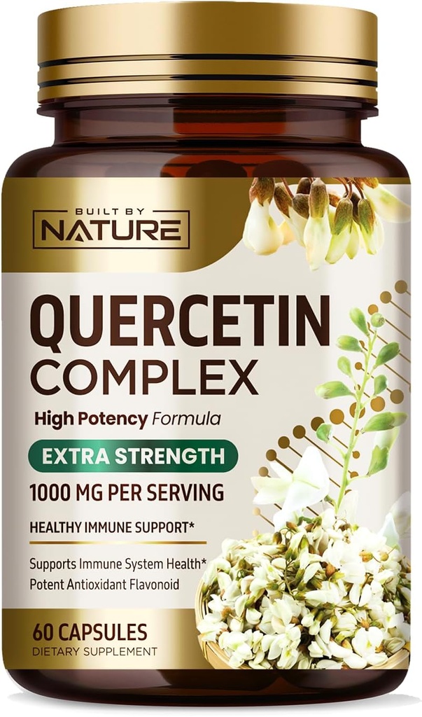 Built by Nature Quercetin 1000mg – High Potency Quercetin Dihydrate Antioxidant Flavonoid – Immune, Respiratory and Allergy Support - Non-GMO, Gluten-Free - 60 Veggie Capsules 2