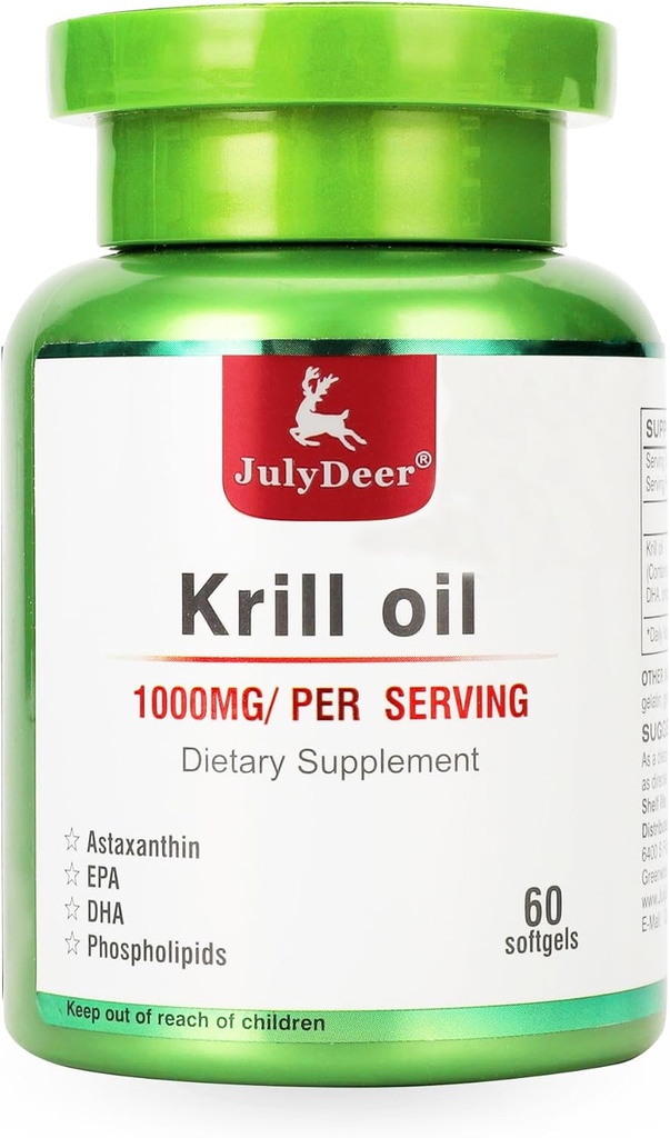 Antarctic Krill Oil 1000 mg with Omega-3s EPA, DHA, Astaxanthin and Phospholipids 60 Softgels Supplement No Fishy Aftertaste for Joint, Heart, Brain and Immunity 2