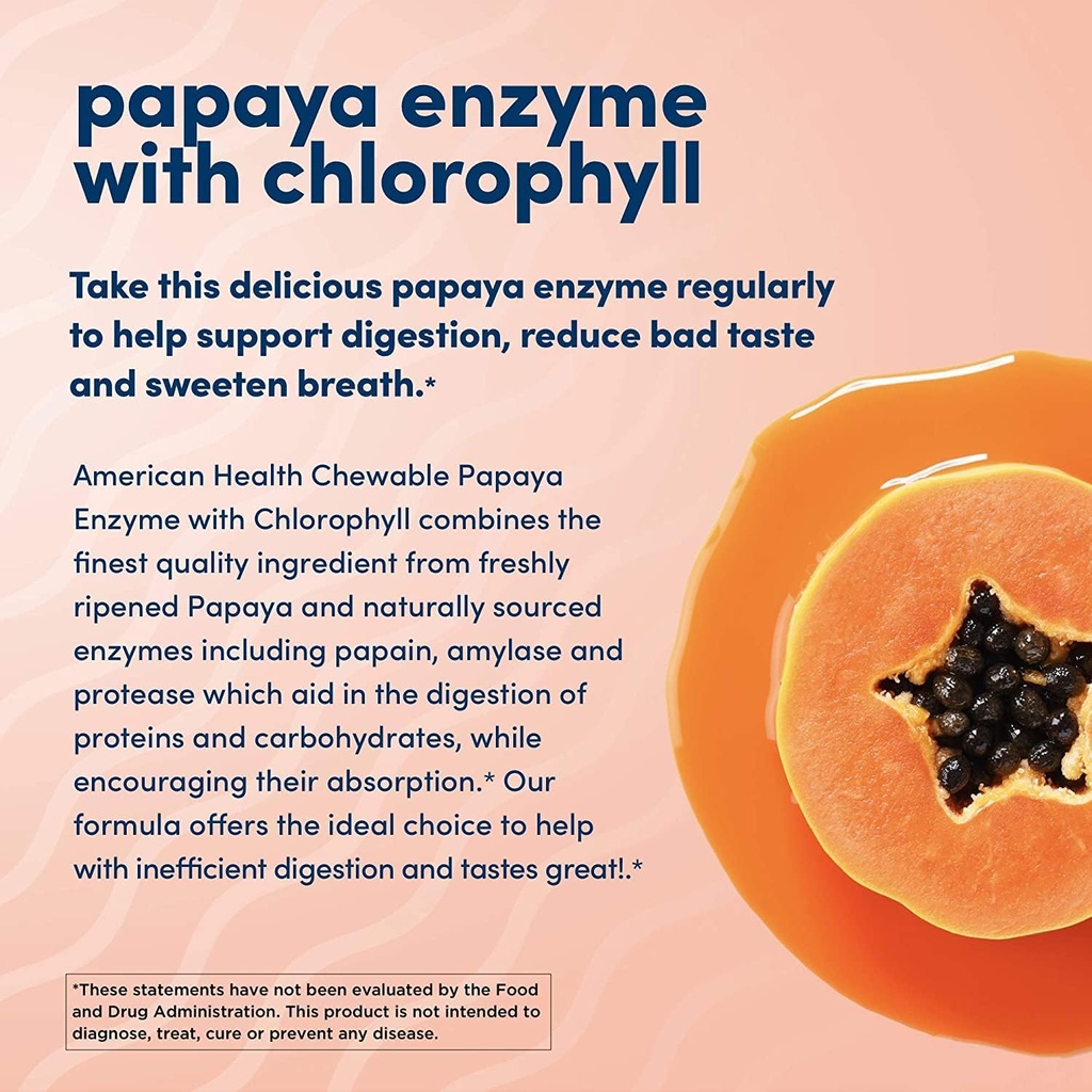 American Health Papaya Enzyme with Chlorophyll Chewable Tablets - 600 Count (200 Total Servings) (Pack of 2) 5