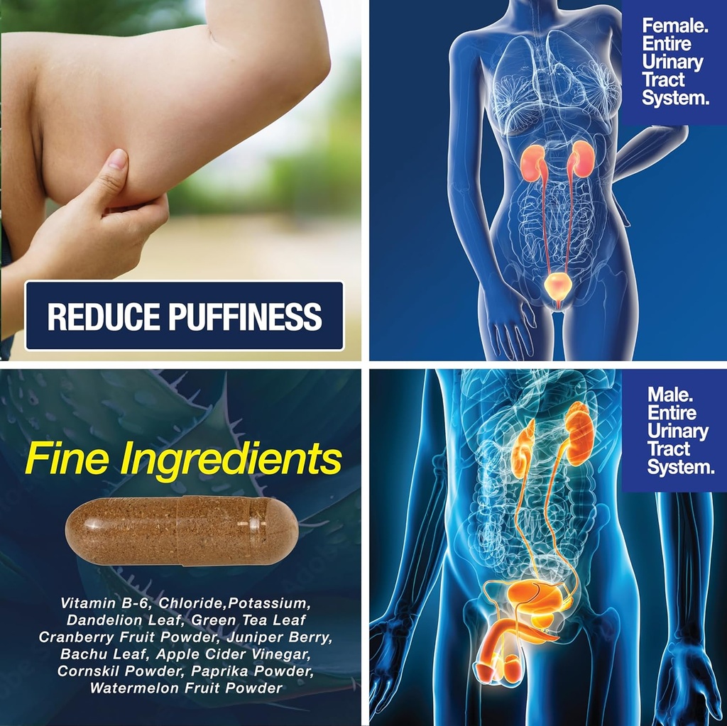 Water Away - Diuretic Water Pills - Retention and Flushing, Aids in Water Relief & Water Loss for Swollen Ankles Feet, Legs or Bloating - Fast Acting Water Away Pills for (90 Capsules) 6