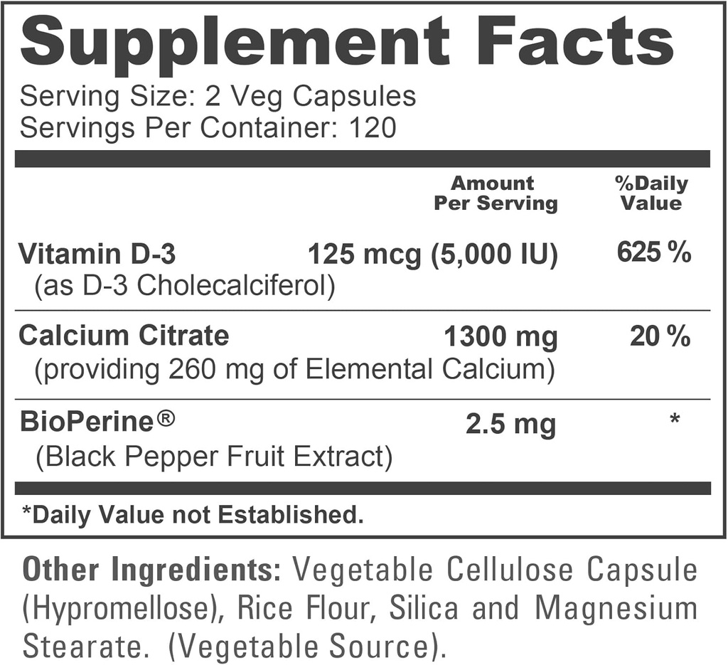 NusaPure Super Calcium 1300mg, Vitamin D3-240 Veggie Caps (Non-GMO, Soyfree, Bioperine) 5