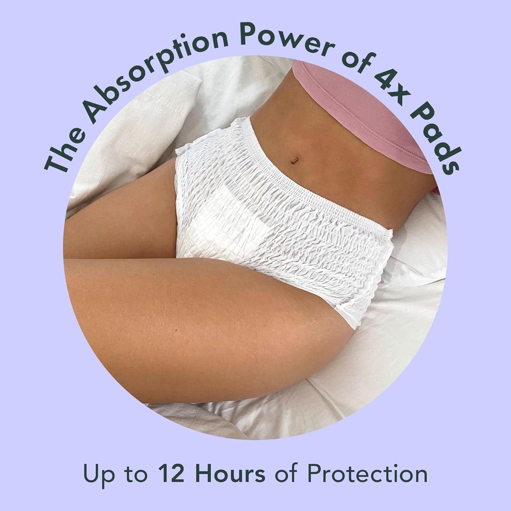 Rael Disposable Underwear for Women, Organic Cotton Cover - Postpartum Essentials, Leak Locker, Unscented, Maximum Coverage (Size S-M, 20 Count) 5