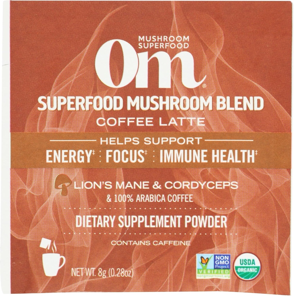 Om Mushroom Superfood Organic Mushroom Powered Coffee Latte Blend, 0.28 OZ 2