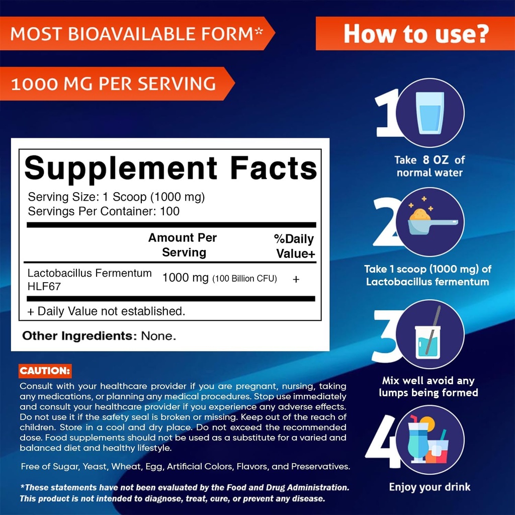 Vitamatic Lactobacillus Fermentum Probiotic Powder - Digestive Health Support - 100 Gram (3.5 OZ) - 100 Servings 3