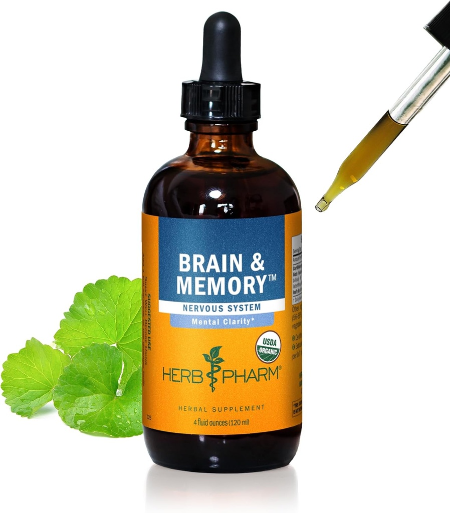 Herb Pharm Brain and Memory Liquid Herbal Formula with Ginkgo for Memory and Concentration, 4 Fl Oz 2
