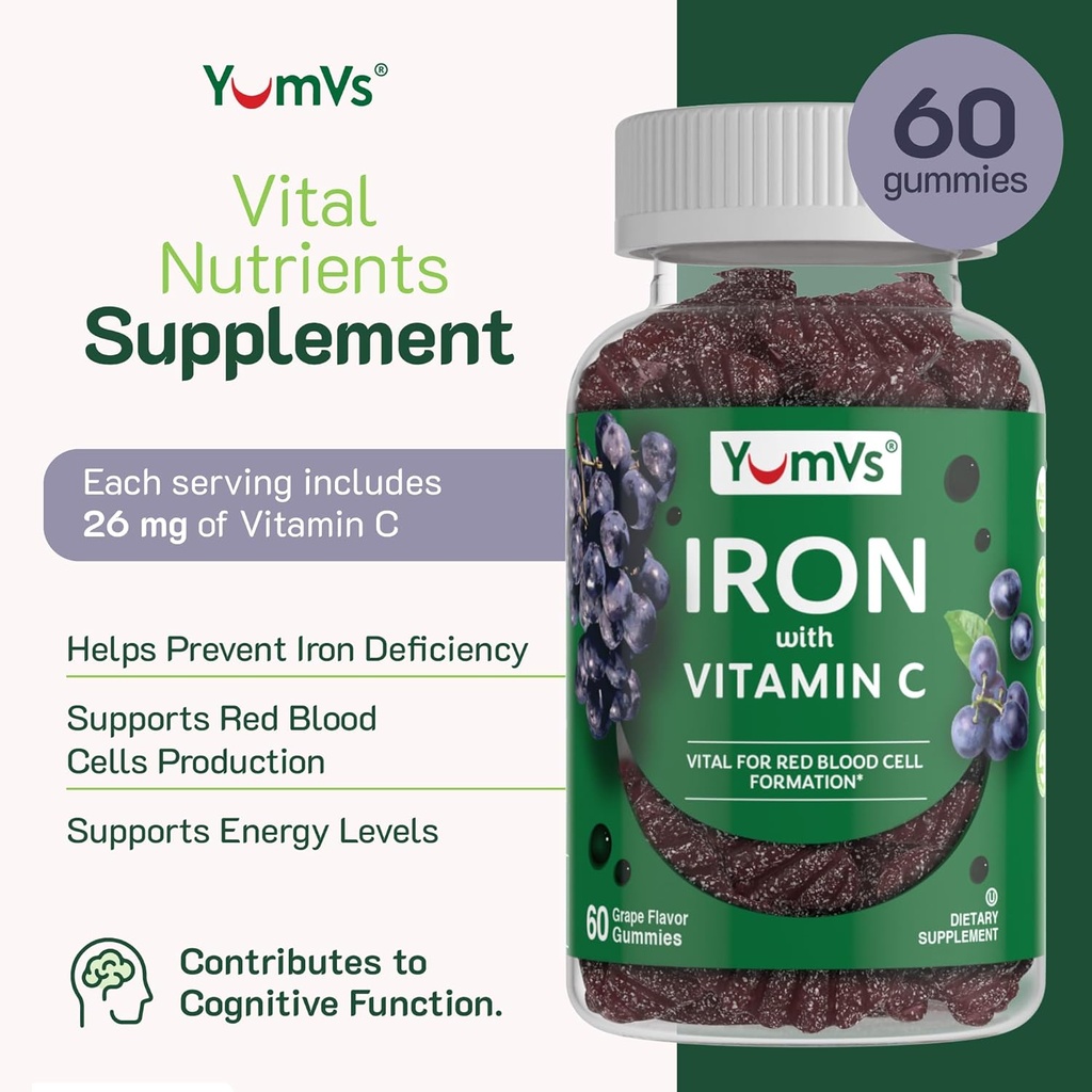 Iron Gummies Supplement with Vitamin C – 10 mg Iron Supplement – Great-Tasting Gummies Grape Flavor – Supports Immune Health & Helps with Iron Deficiency – Vegan, Kosher, Non-GMO – 60 Count 4