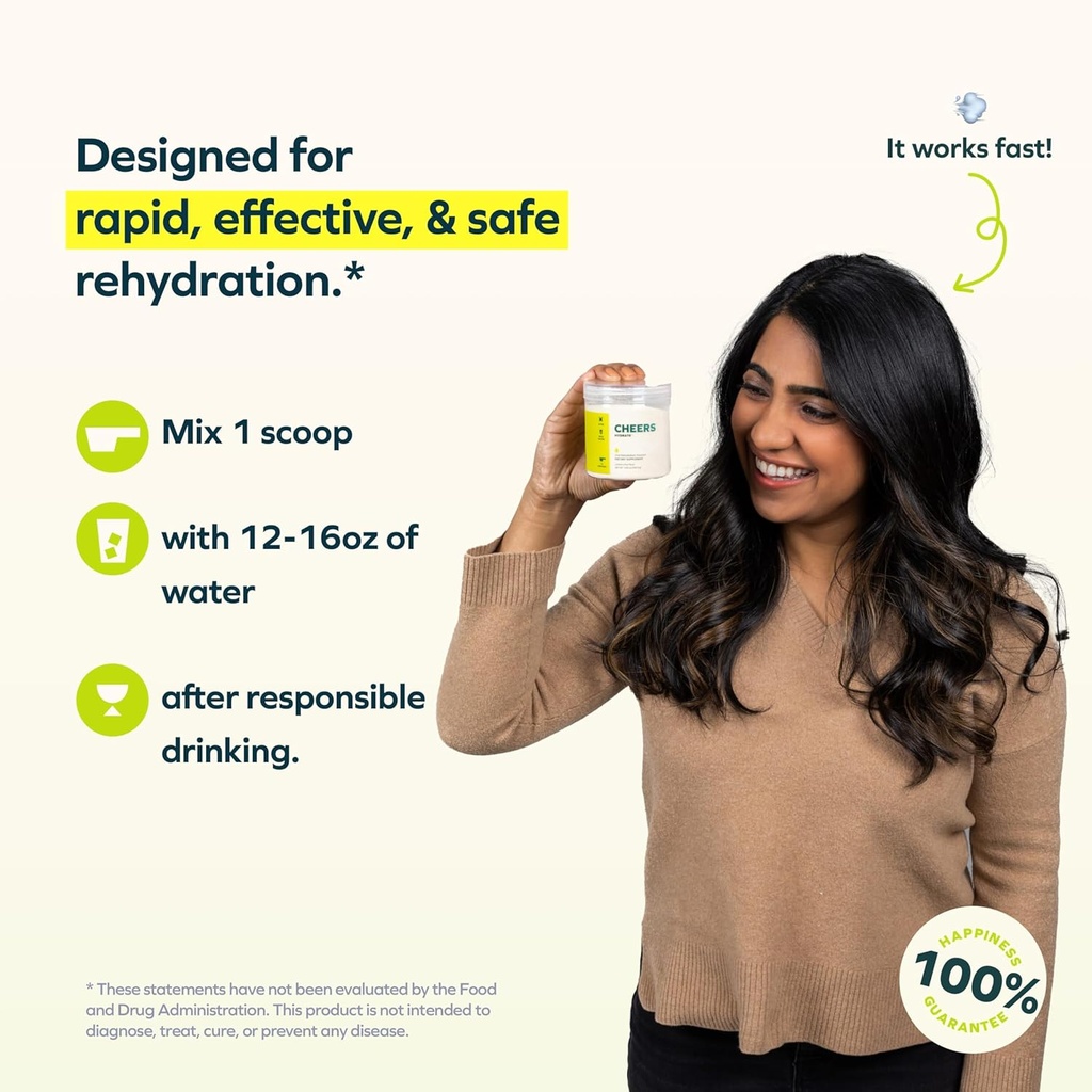 Cheers Hydrate | Oral Rehydration Solution | Electrolytes for Rapid Hydration | Lemon Lime Flavor | 12 Servings | Electrolyte Supplement with Sodium, Potassium, Glucose 3