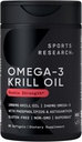 Sports Research Antarctic Krill Oil Omega 3 1000mg (Double Strength) with Phospholipids, Choline & Astaxanthin, Triple Strength Omega 3 Fish Oil Single-Source Wild Alaska Pollock 1250mg, Vitamin D3 K2 3