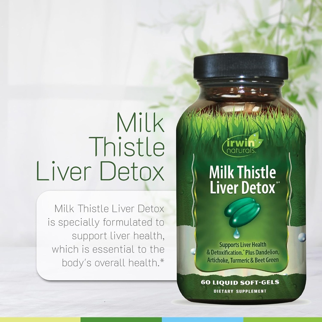 Irwin Naturals Milk Thistle Liver Detox - 60 Liquid Softgels - Supports Liver Health with Dandelion, Artichoke, Turmeric & Green Beet Root 6