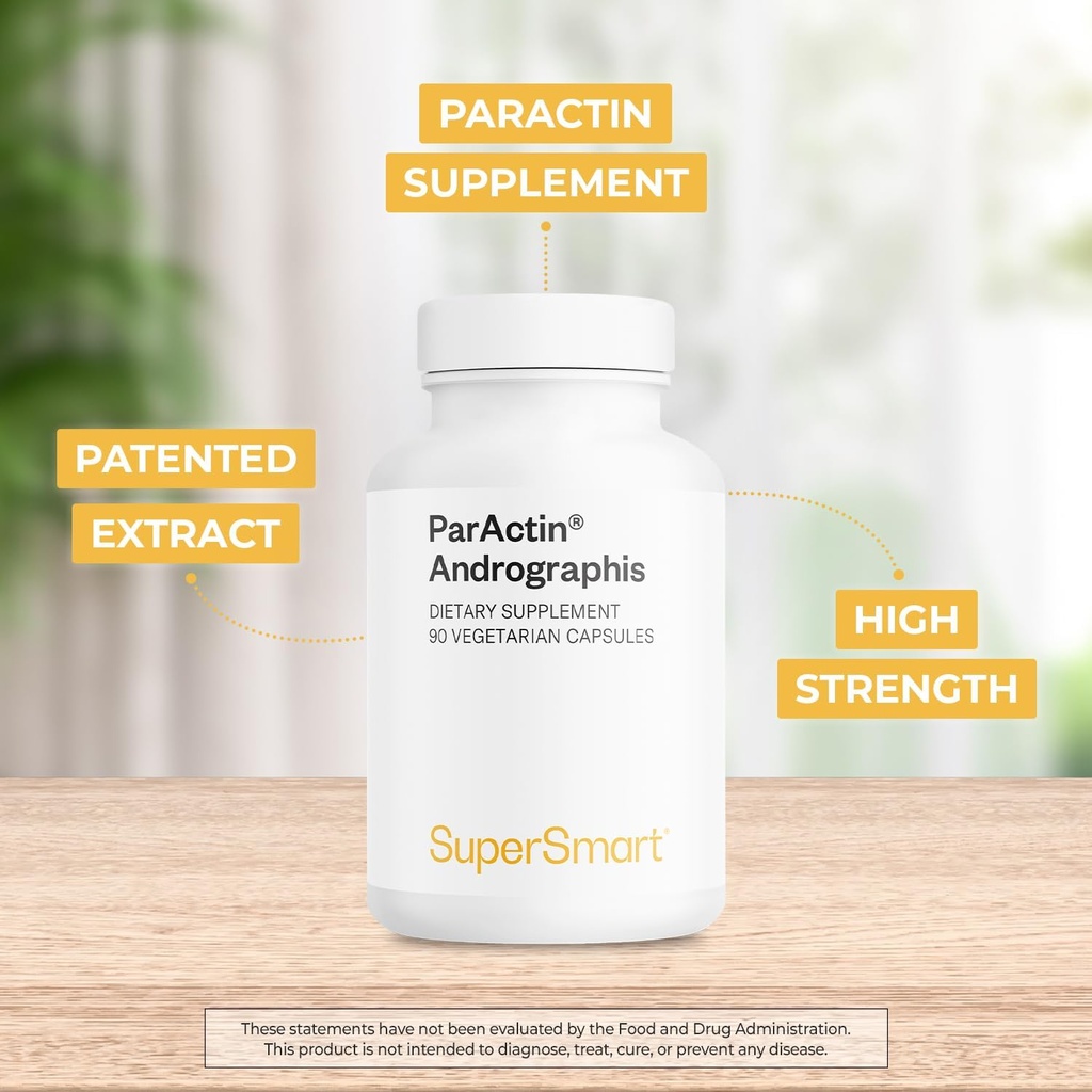 Supersmart - ParActin Supplement 300mg per Day (High Strength) - Andrographis Paniculata | Non-GMO & Gluten Free - 90 Vegetarian Capsules 4