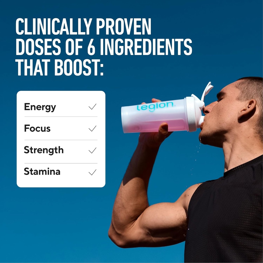 LEGION- All Natural Nitric Oxide Preworkout Drink to Boost Energy, Creatine Free, Naturally Sweetened, Beta Alanine, Citrulline, Alpha GPC (Grape) 4